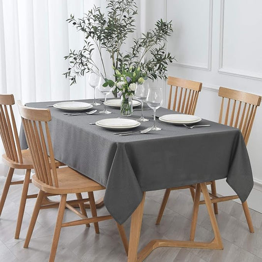 maxmill Jacquard Tablecloth Stain Resistant Waterproof Wrinkle Resistant Spillproof Washable Soft Textured Table Cloth for Dining Room, Indoor and Outdoor Use, Rectangle 60 x 140 Inch, Charcoal