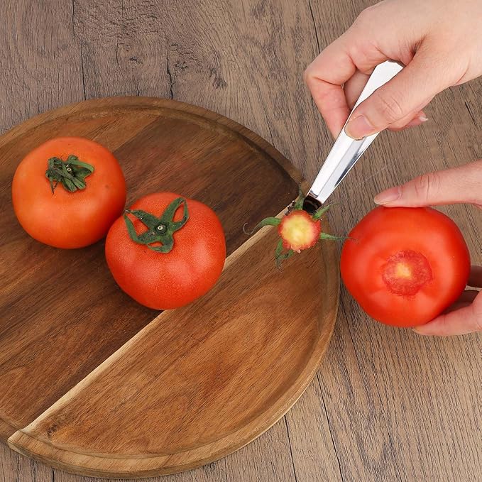 4pcs Tomato Corer Tool, Stainless Steel Tomato Strawberry Stem Remover Strawberry Huller Fruit Vegetable Core Baller Tool for Kitchen