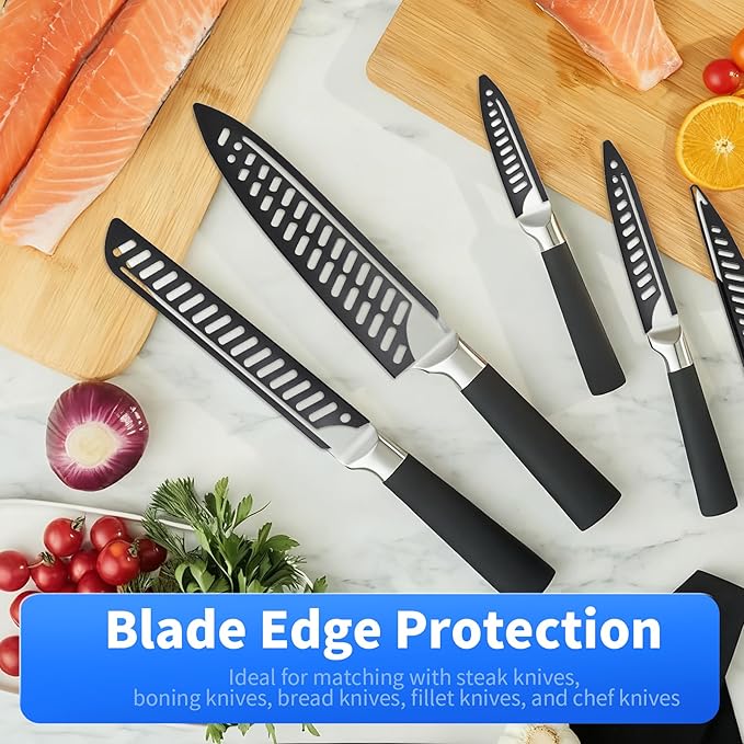 FOCMKEAS 2 Pcs Safety Knife Cover Sleeves for 6 Inch Boning Knife Sheath Blade Protector for Home Kitchen PP Universal Knife Sheath for Knife Protection Black