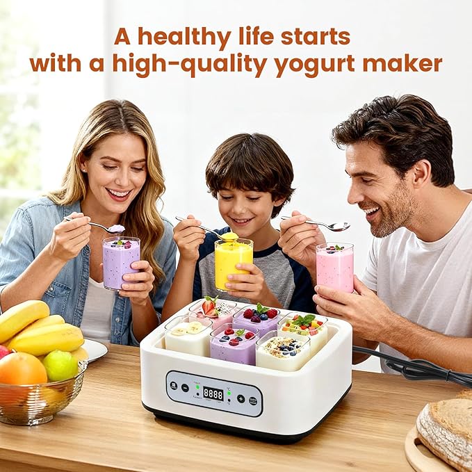 Yogurt Maker Machine -Probiotic Yogurt Makers 36 Hour L Reuteri with Temperature Control & Adjustable Time,Curd Yoghurt Maker + 6 Cups with High Temperature Resistance and Easy Cleaning