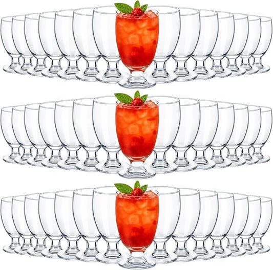 Patelai Set of 48 Clear Glasses 10.5 oz Water Goblet Glass Stemmed Water Glasses for Juice Wine Beer Tea Milk Cold Beverages Drinks Dishwasher Safe