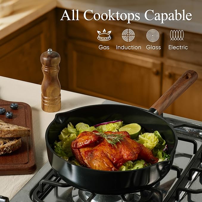 CAROTE ceramic cookware set,nonstick pots and pans，14PCS Non Toxic Healthy Non Stick Kitchen Cooking Pots and Frying Pans Set, PFAS PTFE Free