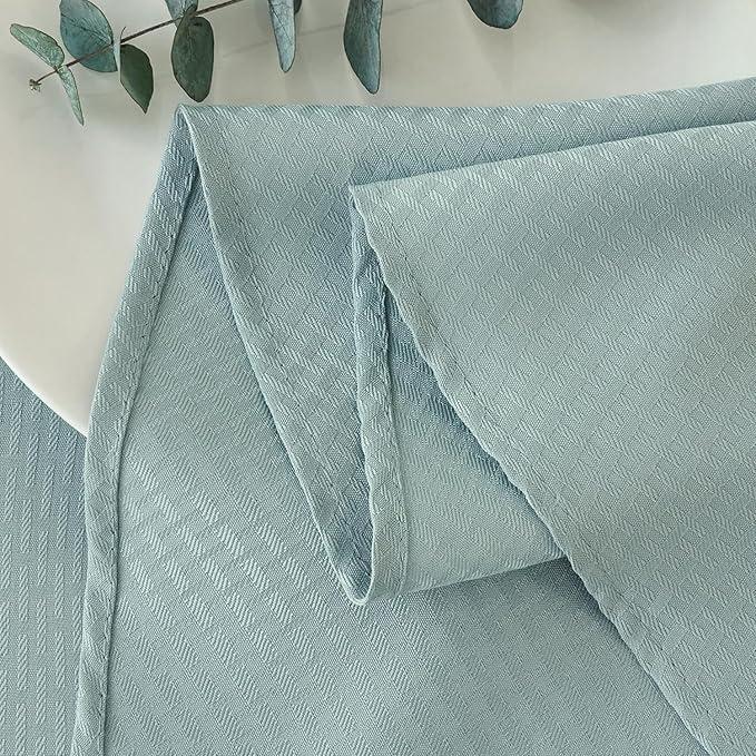 maxmill Round Weaved Texture Design Tablecloth Spill-Proof Wrinkle Free Soft Washable Table Cloth for Circular Table Cover, for Dining Room Banquet Parties Holiday Dinner, 70 Inch Dusty Blue
