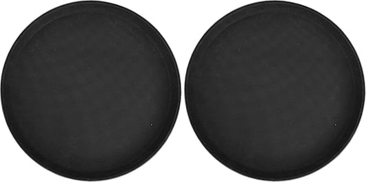 Winco Round Fiberglass Tray with Non-Slip Surface, 11-Inch, Black (Pack of 2)