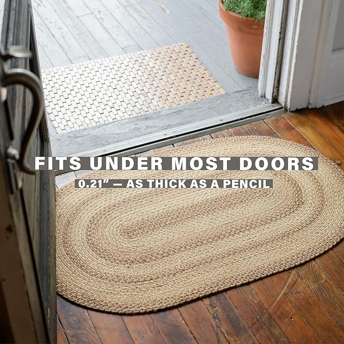 Homespice Cookie Dough Brown Braided Rugs 27x45 - Jute Braided Country Kitchen Rugs for Rustic Decor