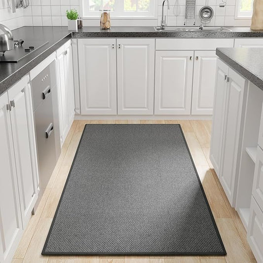 Kitchen Rug, Rubber Non Slip Kitchen Rugs Washable, Absorbent Runner Mat for Floor, Machine Washable Standing Mats for in Front of Sink, Door, Laundry, Entryway, Hallway (Black, 71" × 35.5")