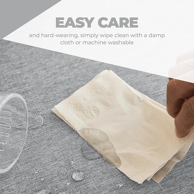 Faux Linen Square Tablecloth for Dining Room,Waterproof Texture Decorative Farmhouse Rustic Table Cloth for Indoor Outdoor Party Holiday Banquet Picnics Patio 52 x 52 Inch (Square),Cool Grey