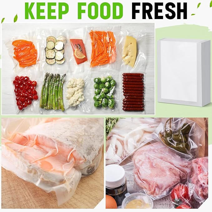 Woanger 200 Count Vacuum Sealer Bags for Food Clear Vacuum Chamber Sealer Bags 3 Mil 12" x 14" Bpa-free Grade Pouches for Food Storage