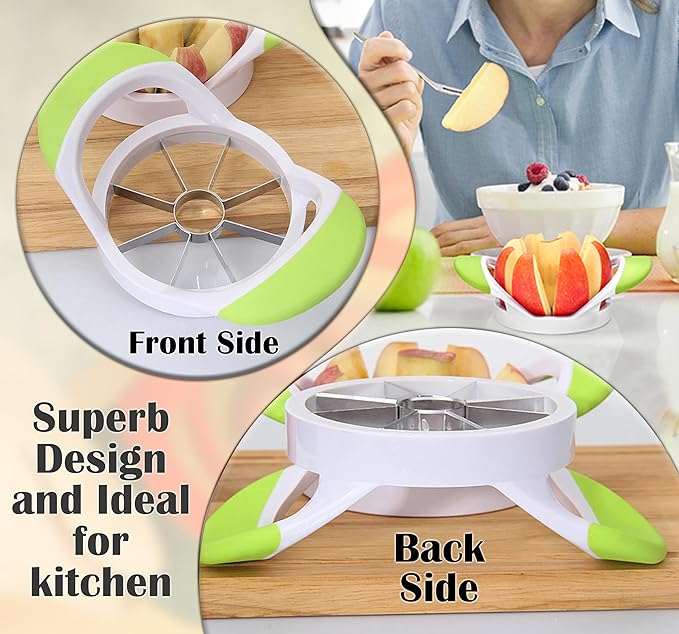 ARSUK Apple Cutter Slicer and Corer (8 Blades) - Thin Slice apple wedger, 2 in 1 Apple Core Remover and Cutter Tools, Non-Slip Soft Grip Handles
