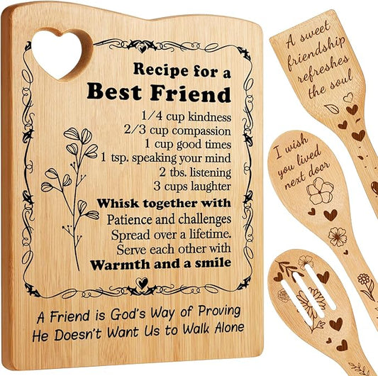 YUEYUQIU Best Friend Birthday Gifts for Women - Friendship Gifts for Women Friends, Ideal Birthday Christmas Gifts for Friend, Best Friend Cutting Board Set Present - Kitchen Decor for Best Friend