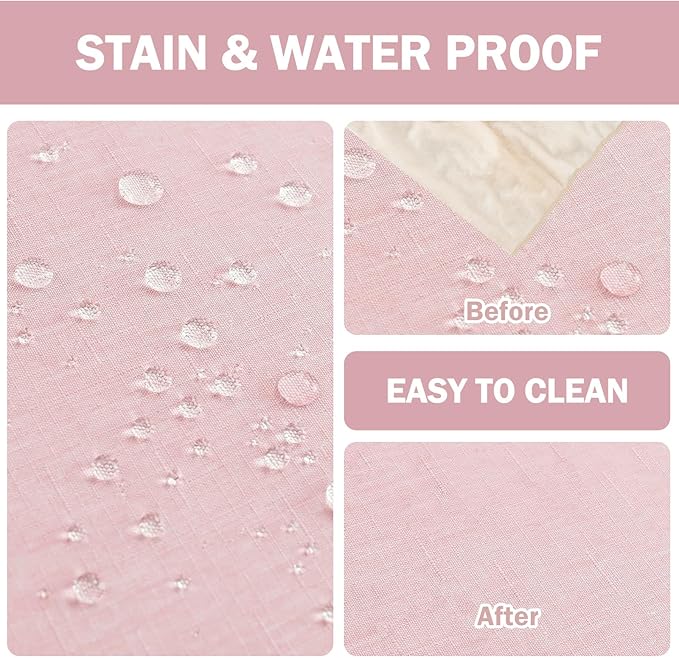 AUSSPVOCT Textured Linen Tablecloth Rectangle 60x84 Water Resistant Spill-Proof Wipeable Pink Table Cloth Wrinkle Free Fabric Dining Table Cover for Birthday Party Farmhouse Kitchen Tablecloths