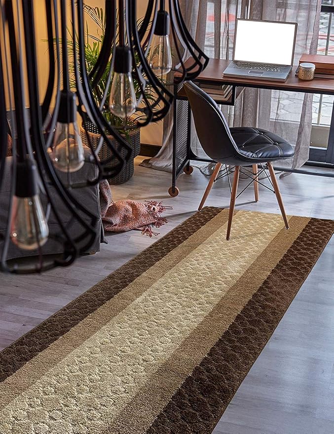 Custom Size Hallway Runner Rug Brown Color 31 inch Wide Select Your Length Non-Slip (Skid Resistance) Rubber Backing 32 feet x 31 inch