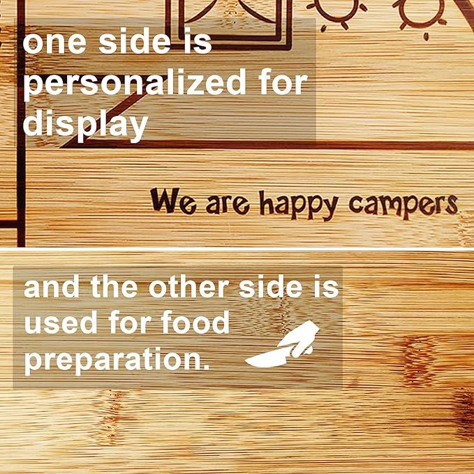 Camper Bamboo Cutting Board Set for RV Kitchen Accessories 2 Pieces, RV Wood Chopping Board Set with Juice Grooves, Hang Hole,for Meat Vegetables & Cheese,Camping Gifts RV Decor Camping Decorations