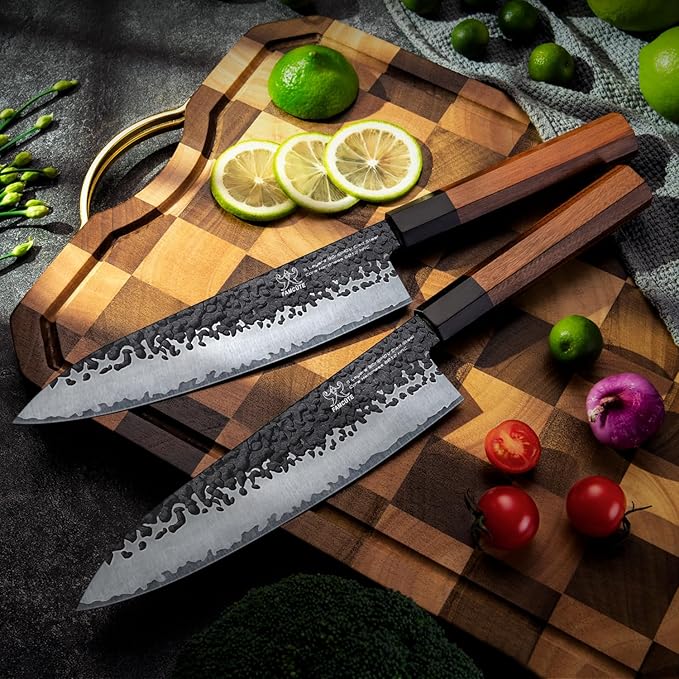 8 Inch Japanese Knife, Hand Forged 5 Layers High Carbon 9CR18MOV Steel Rosewood Handle Chef Knife, Ultra Sharp Durable Professional Kitchen Knife, A Thoughtful Gift for Husband/Wife