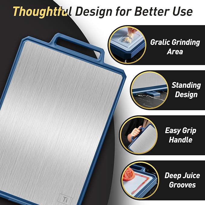 2 Packs Pure Titanium Cutting Boards for Kitchen Chopping Board Butcher Block 2 in 1 Titanium PP Mother Day Best Mama Mommy Ever Mother In Law Gifts Stepmom Grandma Gigi Nana Present