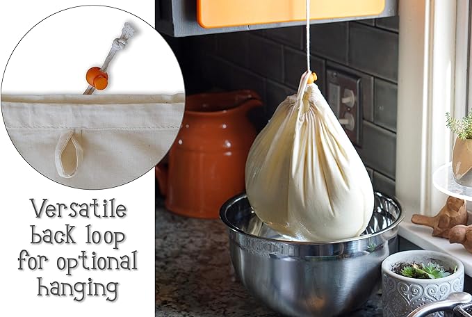 Greek Yogurt Strainer Pouch, Organic Cotton (16"X9") / Reusable Cheesecloth Alternative