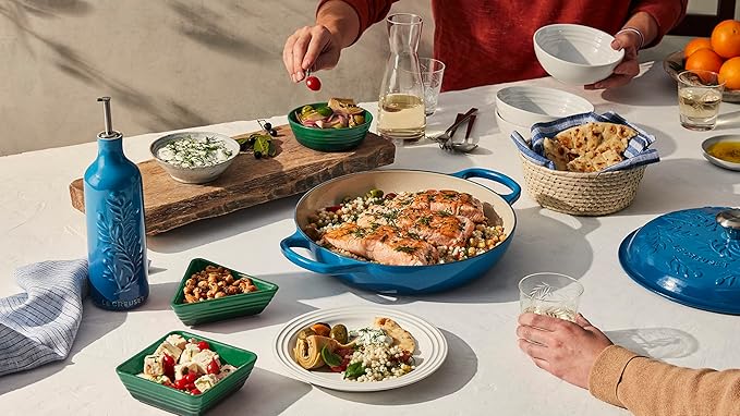 Le Creuset Olive Branch Collection Enameled Cast Iron Signature Braiser, 3.5 qt., Marseille with Embossed Lid