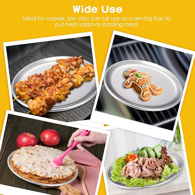 Rtteri 12 Pcs Pizza Pan Bulk Restaurant Aluminum Pizza Pan Set Round Pie Cake Plate Rust Free Cake Tray for Oven Baking Home Kitchen Restaurant Easy Clean (10 Inch)