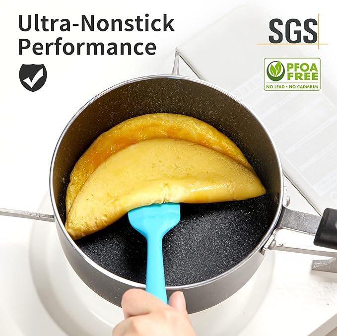 RATWIA Nonstick Saucepan Set - 1.5 Quart and 2.5Quart,Ultra Non Stick Sauce Pan Small Pot with Glass Lid,Great for Home Kitchen Restaurant,Black