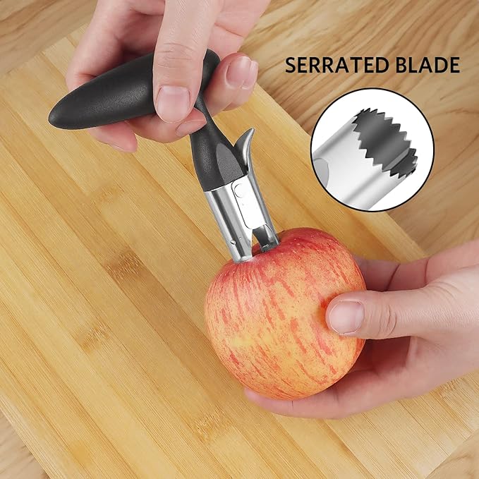 Apple Slicer & Corer Set, Apple Cutter and Fruit Slicer with Sharp Stainless Steel Blades and Ergonomic Non-Slip Handles, Ideal for Cutting a Wide Range of Fruits, Black