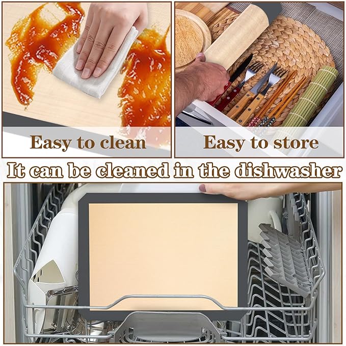 Silicon Baking Mats, 16.5"x11.6" 2-Pack Reusable Silicon Baking Mat Sheet, Baking Sheets Non-Stick, Food Safe Baking Mats Can Be Used For Baking Cookies, Bread, Pizzas