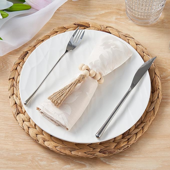 Napkin Rings Set of 12, Wooden Napkin Rings, Wood Bead Napkins Rings for Table Decor, Christmas Napkins Rings for Decorations Dinnerware Sets, Spring Banquet, Wedding, Holiday Dinner Party