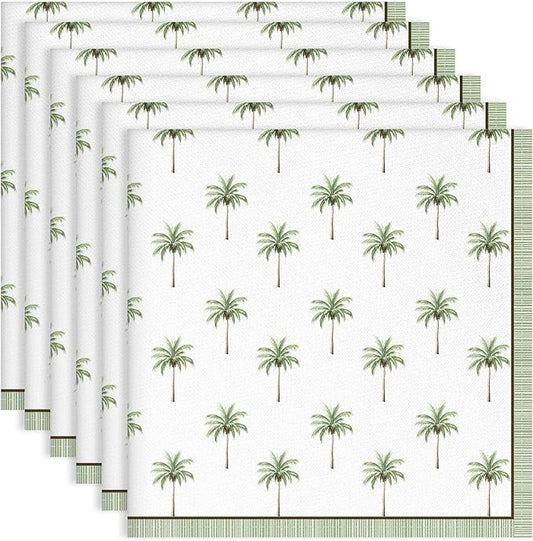 Palm Trees Print Cloth Napkins 100% Cotton, 18" X 18" Dinner Napkins Cloth Set, Washable Napkins for Home, Kitchen, Dinner, Party, Wedding, Cocktail, Set of 6