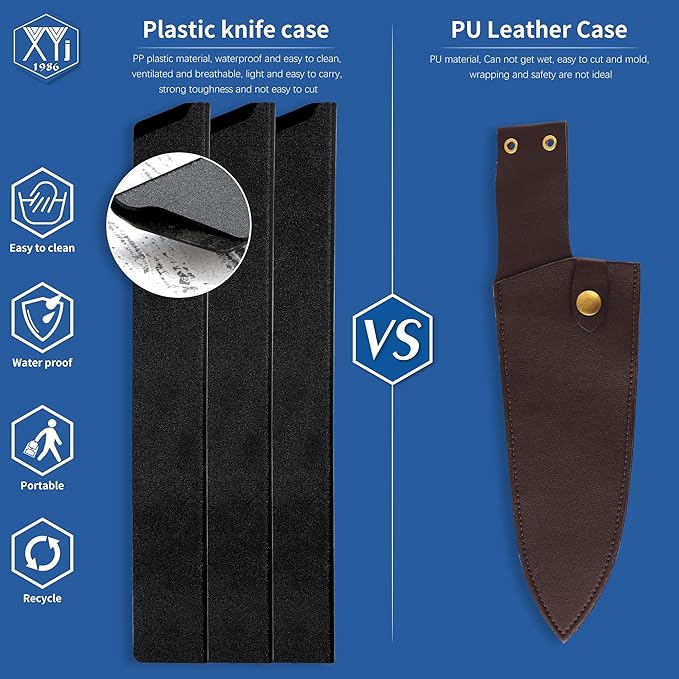 XYJ 3pcs/set Safety Knife Sheath Sleeves,Universal Knife Edge Guards For 14'' Kitchen Knife,Black ABS Knife Cover Case,Blade Guard Protectors,Chef Knives Covers or Sleeve(Knives Not Included)
