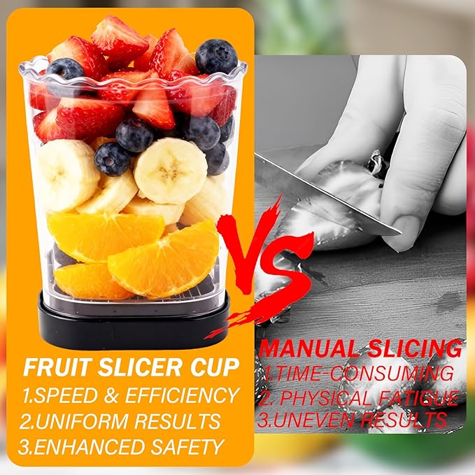 Strawberry Slicer with Stainless Blades, Fruit Cup, Strawberries Cutter, Detachable and Easy Food Preparation Tool, Precision Slicing Gadget for Mushroom, Bananas, Grape, Mango and More