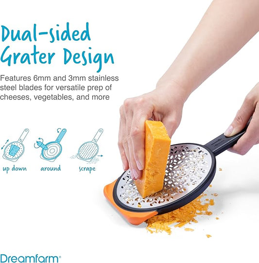 Dreamfarm Kitchen Tools Set - Ograte & Ozest - Dual-Sided Ultra-fine Grater & Self-Cleaning Zester with Snap-On Covers - Kitchen Essentials for Grating & Zesting - BPA-Free & Dishwasher Safe