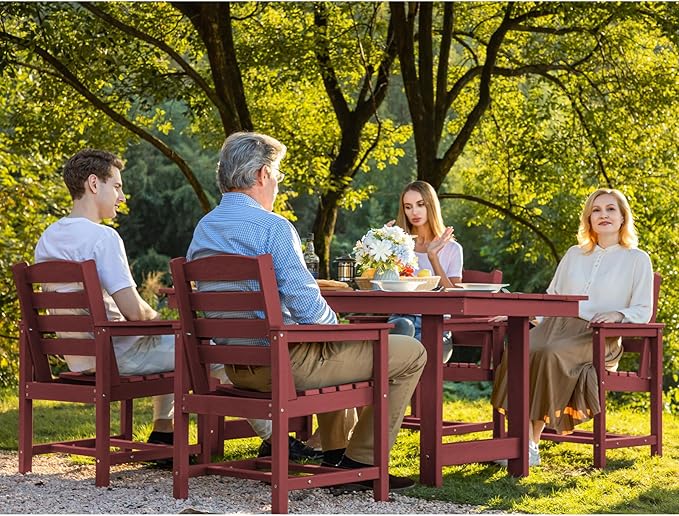 SERWALL Patio Dining Chair Set of 2, Red
