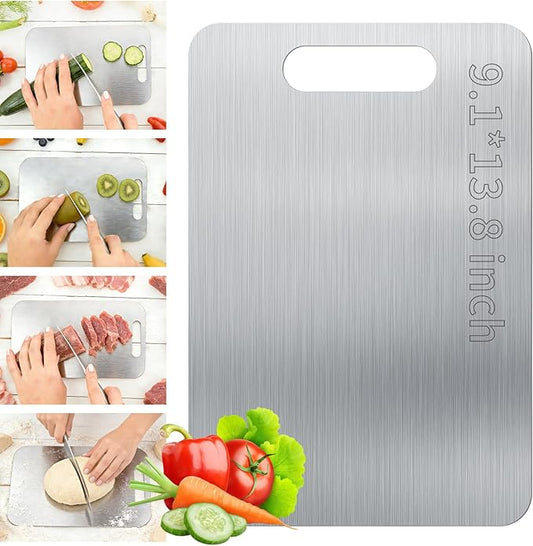 Titanium Cutting Board - 2026 New Upgrade 100% Pure Titanium Cutting Boards for Kitchen Double Sided Non Toxic Titanware Cutting Board,Hygiene Durable Dishwasher Safe Chopping Board(13.7" x 9")