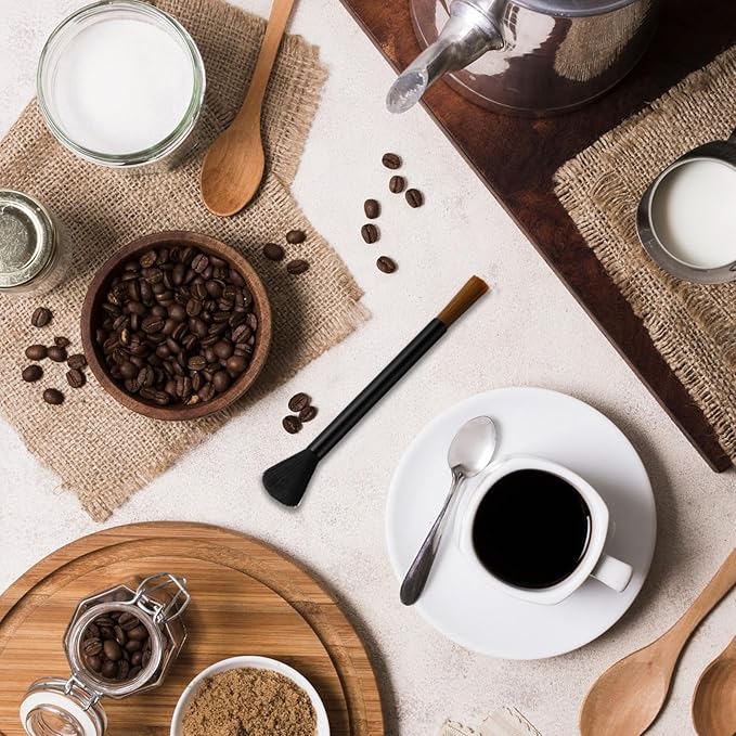 Coffee Grinder Cleaning Brush, Wood Handle & Natural Bristles, Dusting Espresso Brush, Coffee Grinder Burr, Espresso Accessories, Cleaning Tool for Barista Home Kitchen