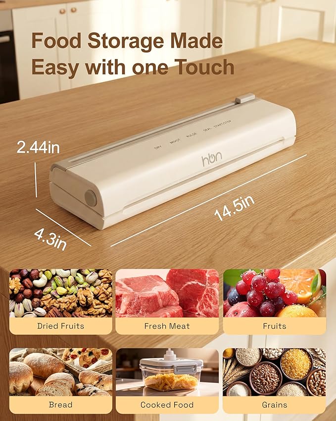 HBN Vacuum Sealer CP-UFK-2093 – Automatic Food Sealer, Dry & Moist Modes, Pulse Function, Compact Design, Efficient Vacuum Sealing for Home and Kitchen Use