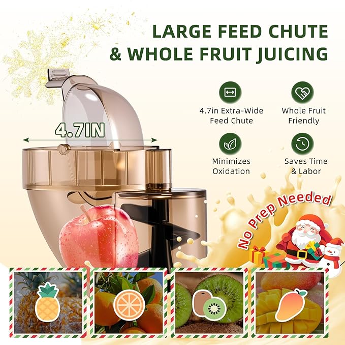 Flyseago Commercial 300W Cold Press Juicer Machines - Dual Outlet for Juice & Pulp, High Yield, Masticating Juicers, Heavy Duty Stainless Steel, Quiet Motor, Easy Clean for Restaurants, Bars