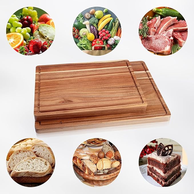DYTesa Cutting Board, 20 x 15 Inch Large Acacia Wood Cutting Board 1.5" Thick, Durable Wood Cutting Boards for Kitchen with Deep Juice Grooves & Built-in Handles, Easy to Clean