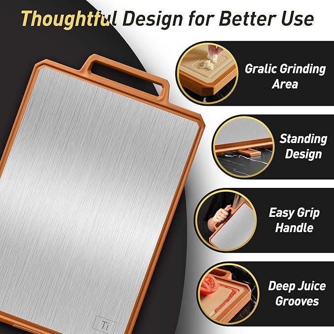 2 Packs Pure Titanium Cutting Boards for Kitchen Chopping Board Butcher Block 2 in 1 Pure Titanium PP Father Day Dad Parent Stepdad Who Want Everything Future Groom Bride Law Christmas Xmas