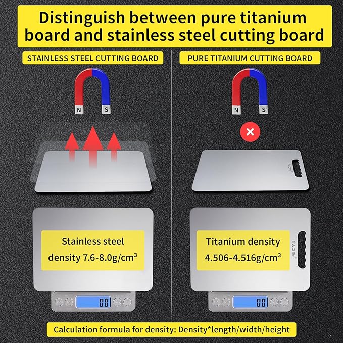 Titanium Cutting Board For Kitchen-Cutting Board Double Side Food Grade,Pure Cut Titanium,Durable Dishwasher Safe Easy to Clean Small Size (12''Lx10''W)