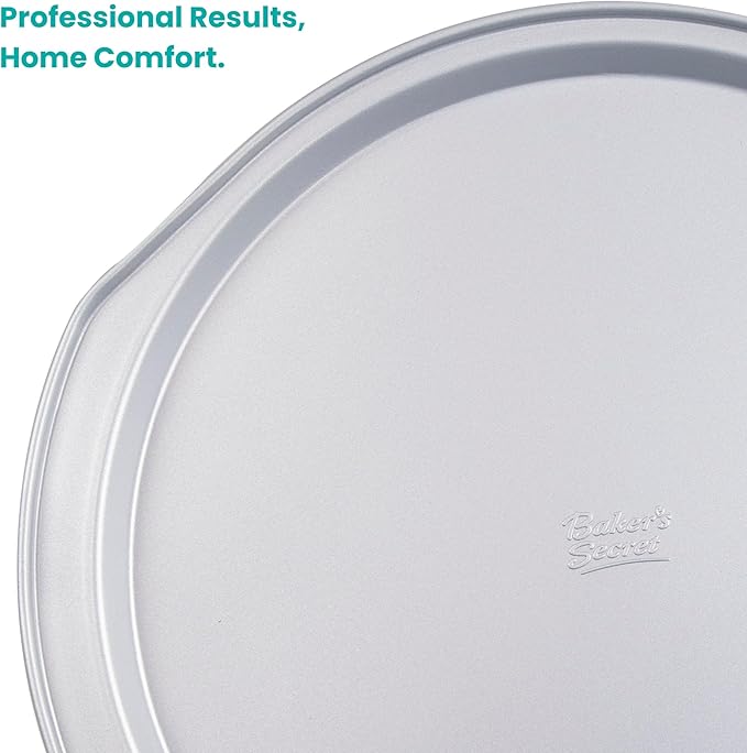 Baker's Secret Nonstick Pizza Pan for Oven 14", Baking Area 12", Aluminized Steel Pizza Baking Pan, 2 Layers Non-stick Coating Easy Release, Dishwasher Safe - The Superb Collection