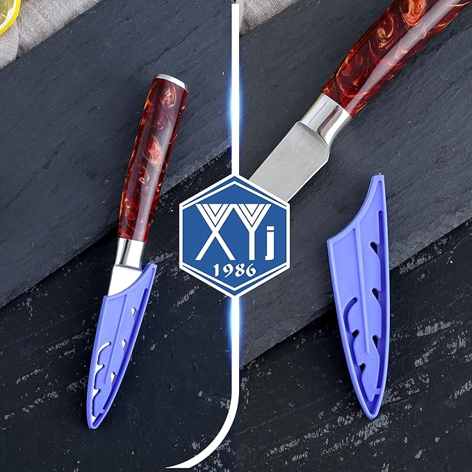 XYJ 2pcs/set Safety Knife Covers Sleeves Knives Edge Guard, Universal Knife Sheath, Fruit, Utility, Paring Knife Case Blue (For 3.5'' Paring Knife)