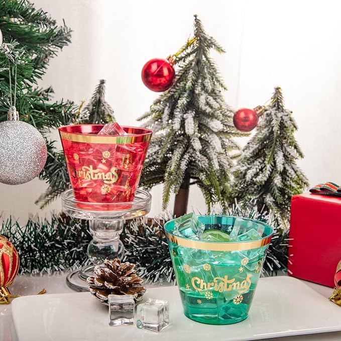 WELLIFE 60Pcs 9oz Christmas Party Cups, Christmas Cups Disposable, Includes 20 Each of Three Color Plastic Cups for Xmas