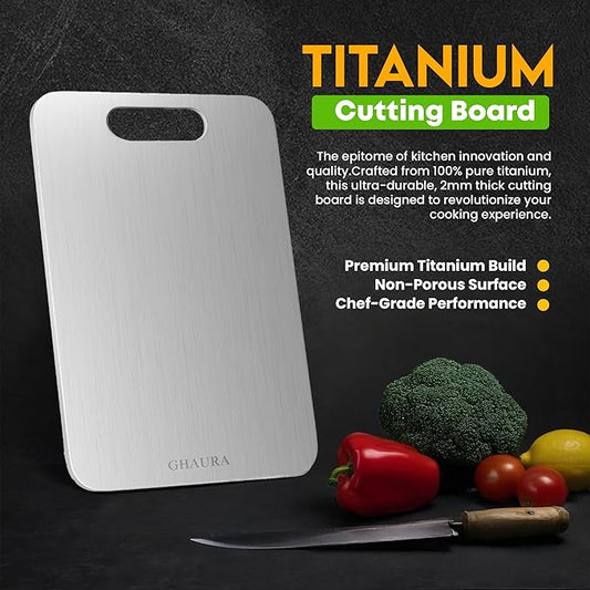 Titanium Cutting Boards for Kitchen Ultra Durable 2mm Thick Non Stick Scratch Resistant Easy to Clean Dishwasher Safe Premium Quality Yamato Titanium Cutting Board (Large)