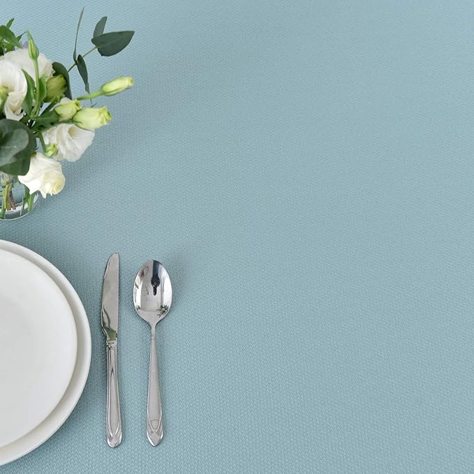 maxmill Jacquard Square Tablecloth Waterproof Spillproof Wrinkle Resistant Soft Textured Table Cloth for Dinner and Party Washable Polyester Fabric, Indoor and Outdoor Use, 60 x 60 Inch, Dusty Blue