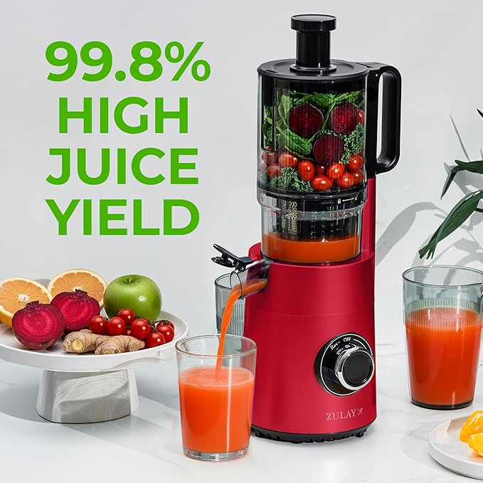 Zulay Cold Press Juicer, 5.5" Chute, Slow Masticating Juicer Machine for High Juice Yield, Easy to Clean Stainless Steel Blades for juicing Whole Fruits & Vegetables "extractor de jugos y vegetales"
