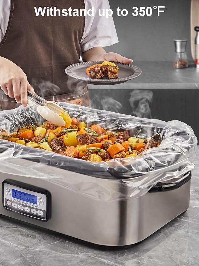 SMARTAKE Electric Roaster Liners, 2 Count Disposable Roaster Liners, Fits 16, 18, 22 Quart Roasters, Roaster Pan Oven Liners Plastic Cooking Bags for Instant Cleanup, 18 x 34 Inch