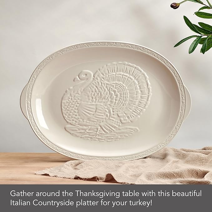 Mikasa Italian Countryside Thanksgiving Turkey Large Serving Platter, 18 Inch