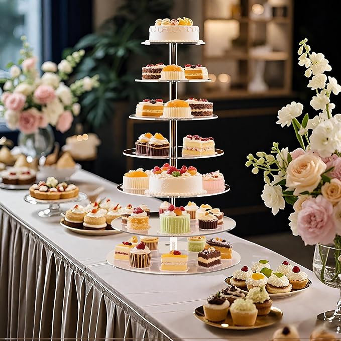7 Tier Cupcake Stand, Round Cupcake Tower Stand, Clear Acrylic Cupcake Tier Stand, Cupcake Dessert Display Stand for Wedding Graduation Birthday