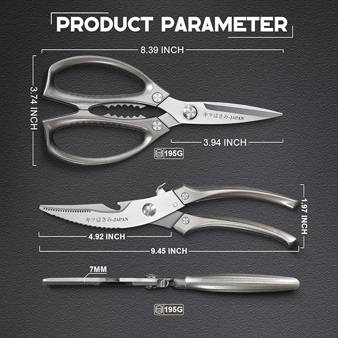 Huusk Kitchen Scissors Set, Poultry Shears Heavy Duty with Spring Loaded, Kitchen Meat Scissors All Purpose for Food, Chicken, Fish