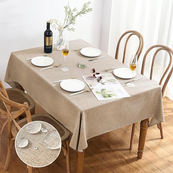 AUSSPVOCT Textured Tablecloth Rectangle 60x120 Water Resistant Spill-Proof Wipeable Fall Table Cloth Wrinkle Free Fabric Dining Table Cover for Birthday Spring Easter Party Kitchen Decor