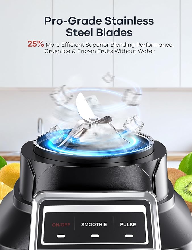 Ganiza Professional Smoothie Blender, Blenders for Smoothies with 1800 Peak Watts & 8 Auto Programs for Frozen Fruits & Ice, 64-oz Large Blender for Shakes and Smoothies (Black)